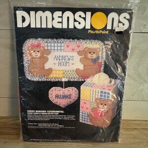Dimensions Plastic Point Needlework Teddy Nursery Coordinate Tissue Cover & Sign
